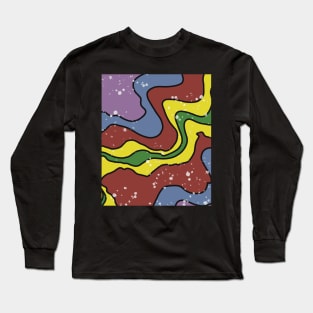 Rich Earthy Abstract Retro Liquid Swirls Long Sleeve T-Shirt